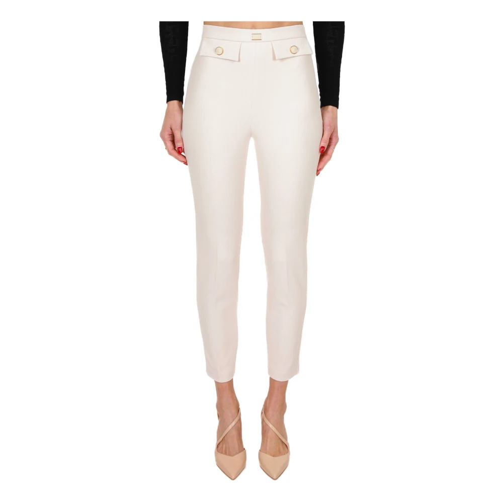 Elisabetta Franchi Boter Crêpe Sigaretbroek Beige Dames