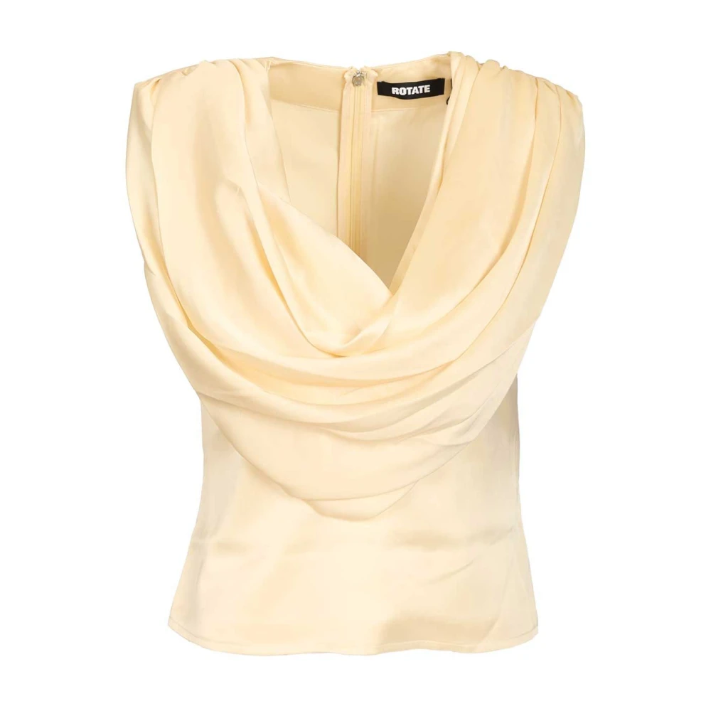 Rotate Birger Christensen Women's Yellow Blouses, Xs, Chiffon Waterfall Top