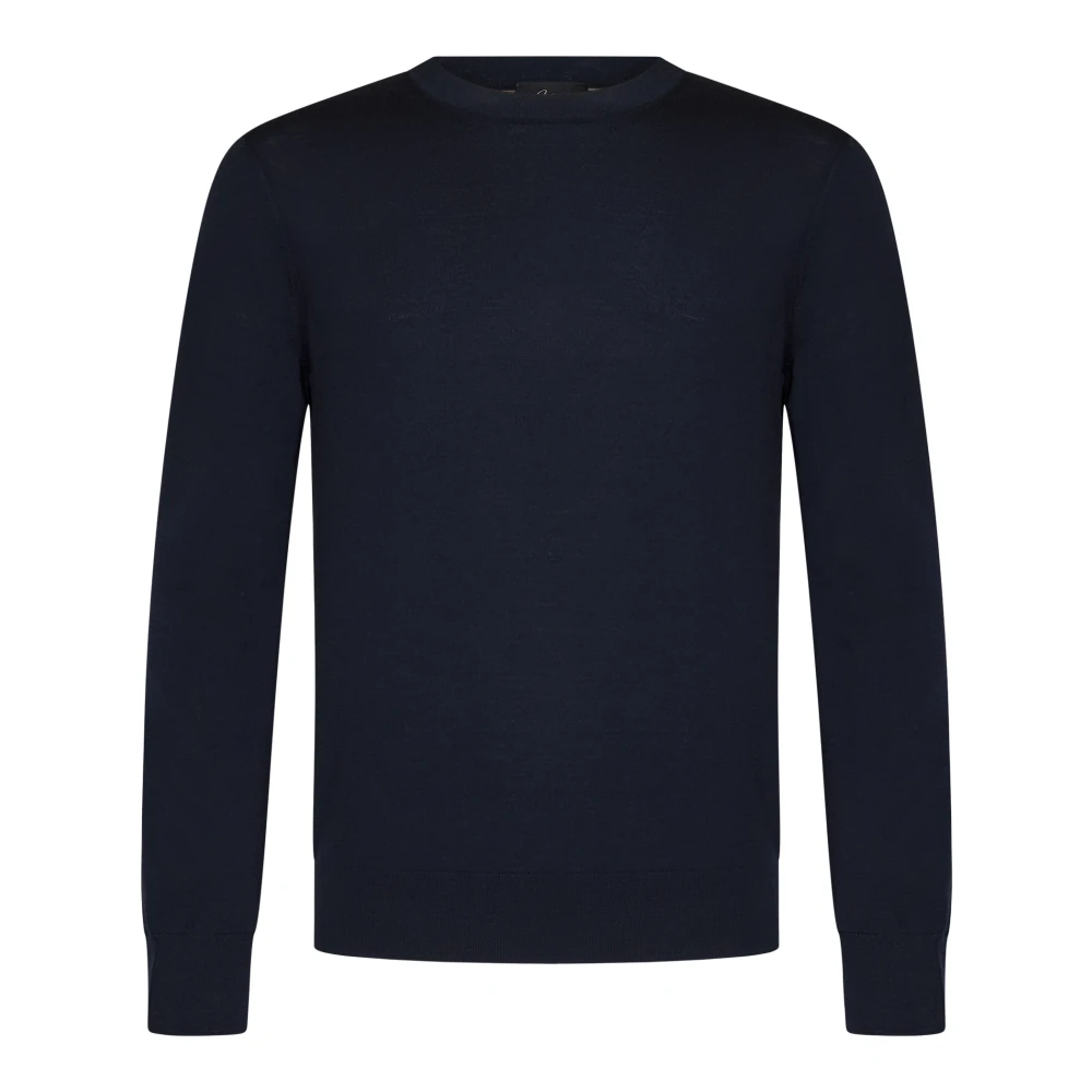 Brioni Geribbelde ronde hals wollen trui in marineblauw Blue Heren