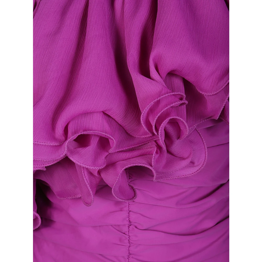 Rotate Birger Christensen Asymmetrische Chiffon Jurk Purple Dames