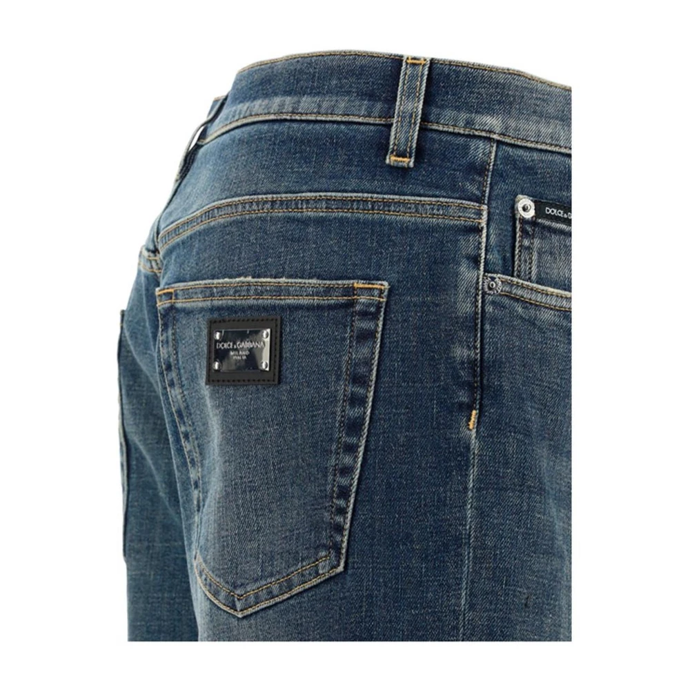 Dolce & Gabbana Stijlvolle Denim Shorts met Monogramdetail Blue Heren