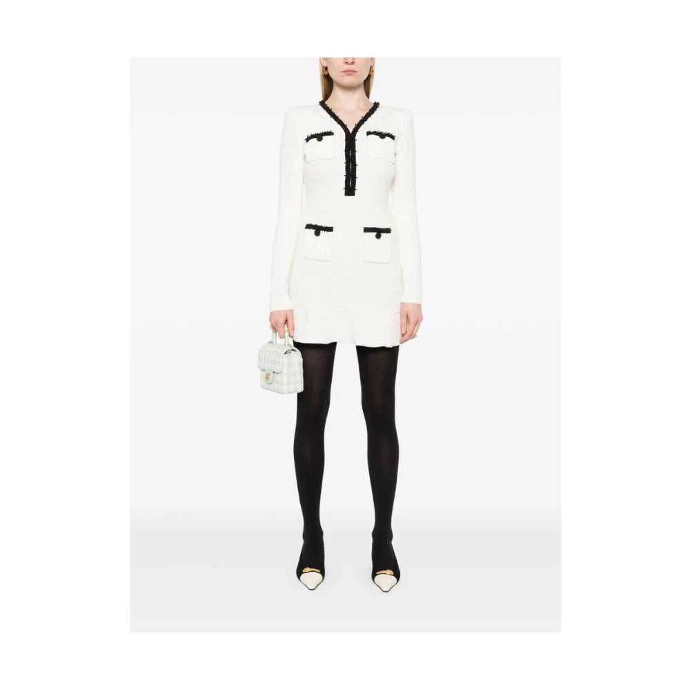 Self Portrait Witte Kralen Lange Mouw Jurk White Dames