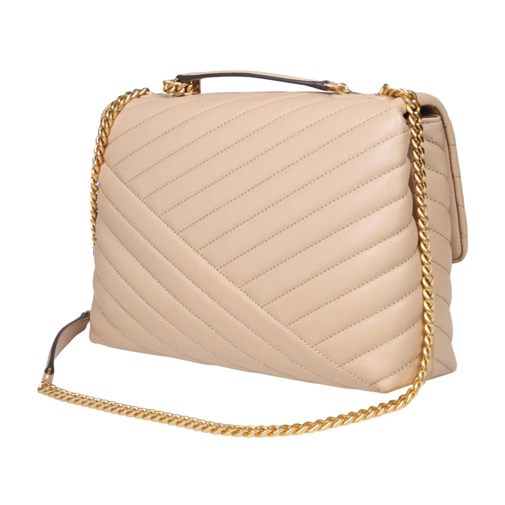 TORY BURCH Gewatteerde leren schoudertas in woestijnkleur Pink Dames