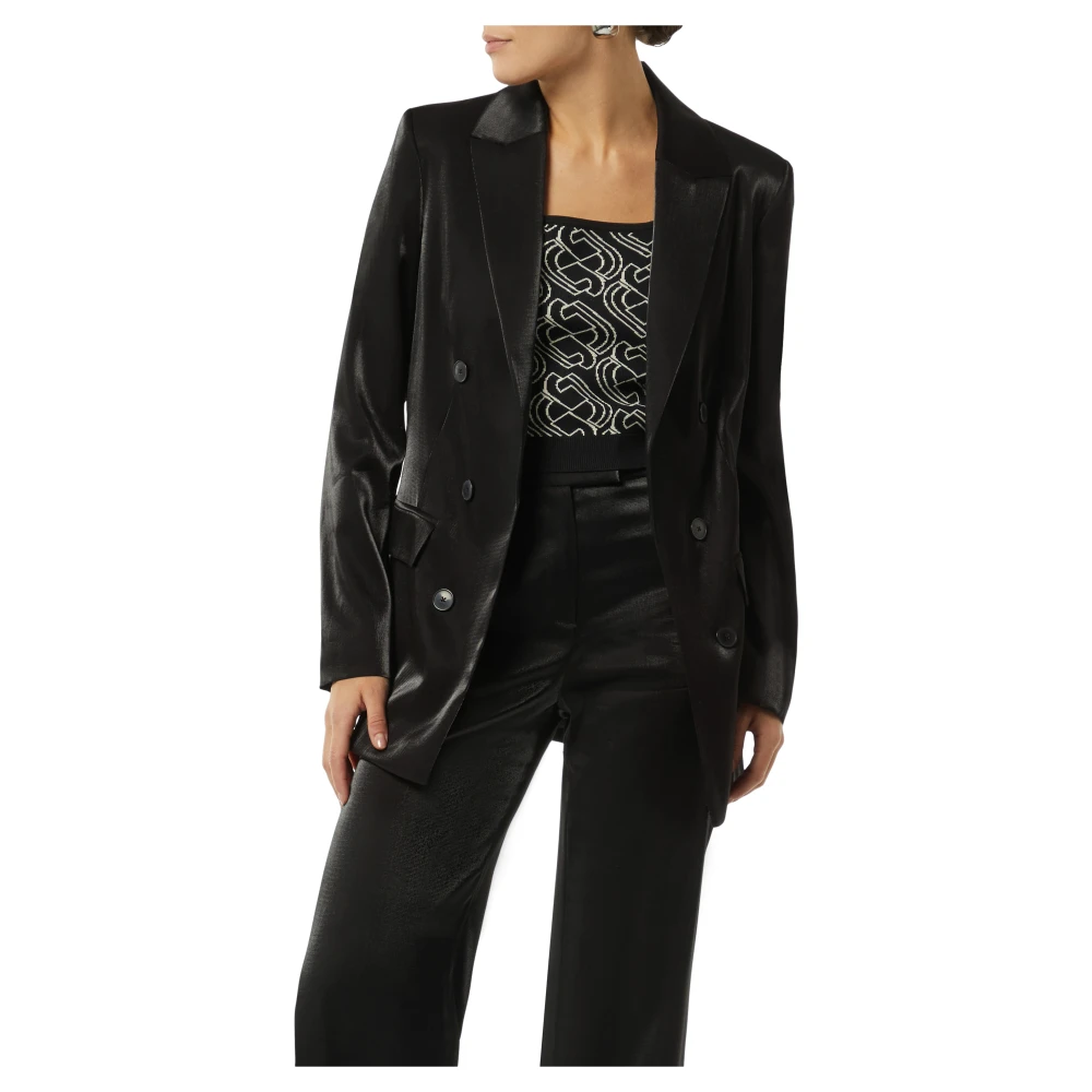 comma Stijlvolle Blazer met Oplopende Reverskraag Black Dames