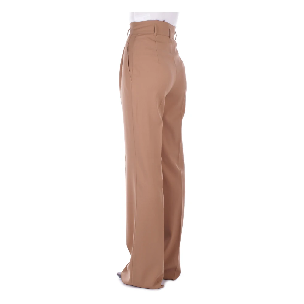 Max Mara Kameel Wollen Broek Rits Sluiting Brown Dames