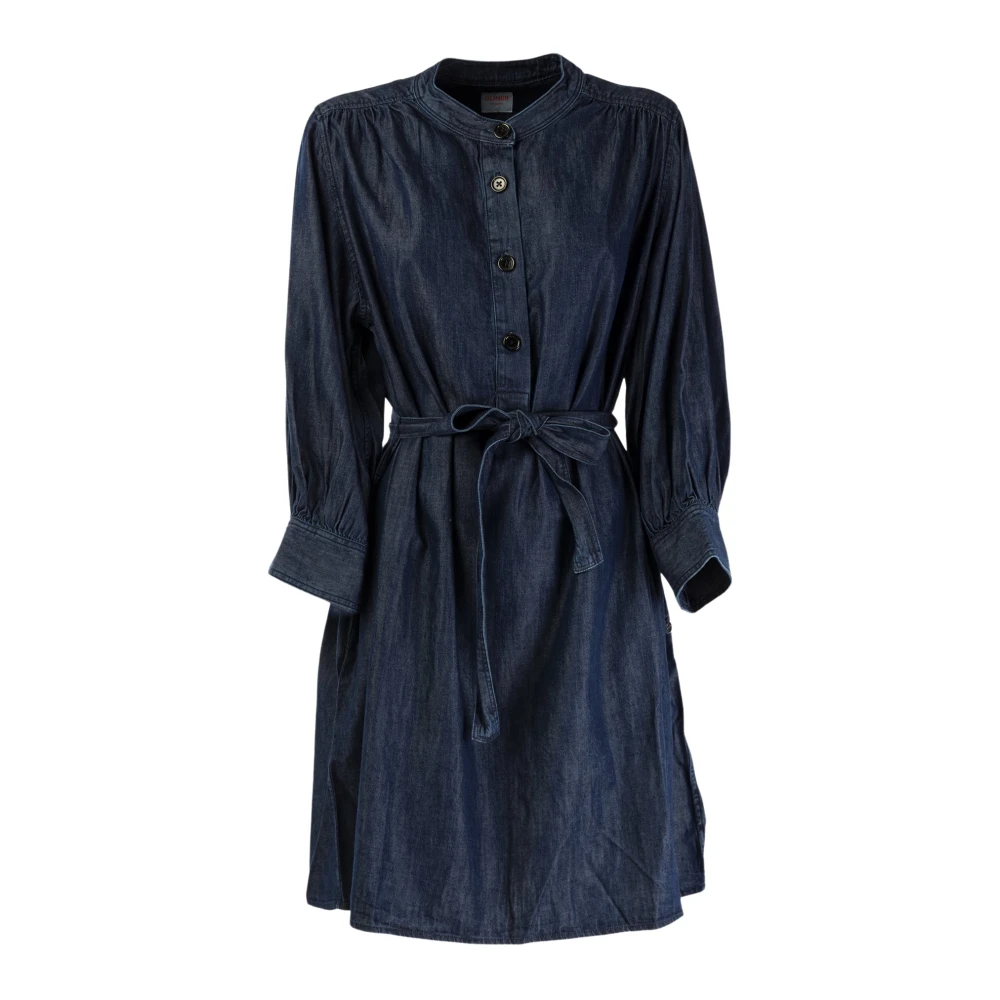 Sun68 Denim Jurk Navy Blue Zomer Vrouwen Blue Dames