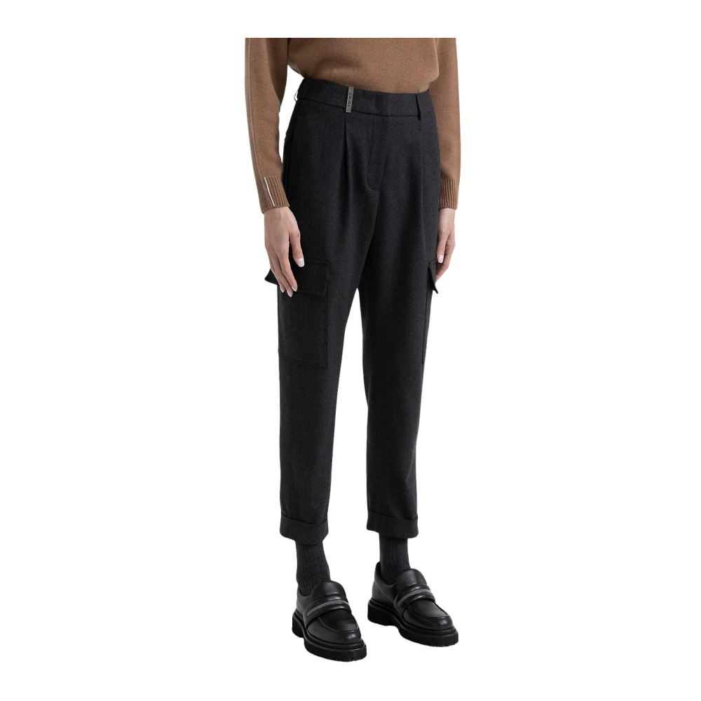 PESERICO Technische wollen flanellen cargobroek Gray Dames