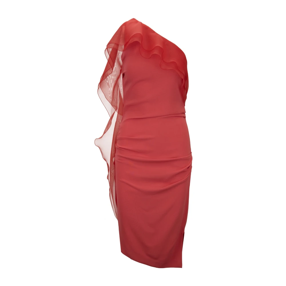 Elisabetta Franchi Asymmetrische One-Shoulder Jurk met Rits Red Dames