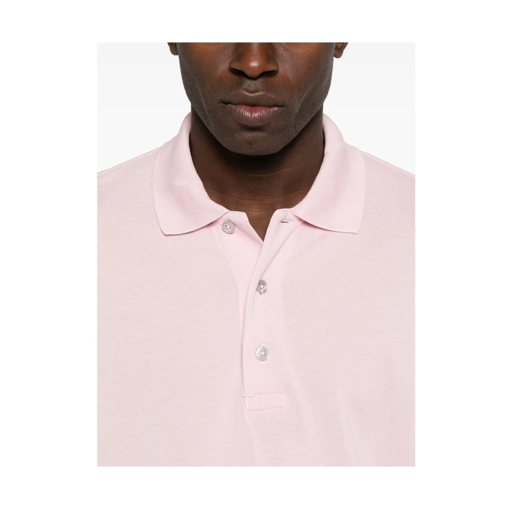 Tom Ford Roze Geborduurd Logo T-shirt Pink Heren