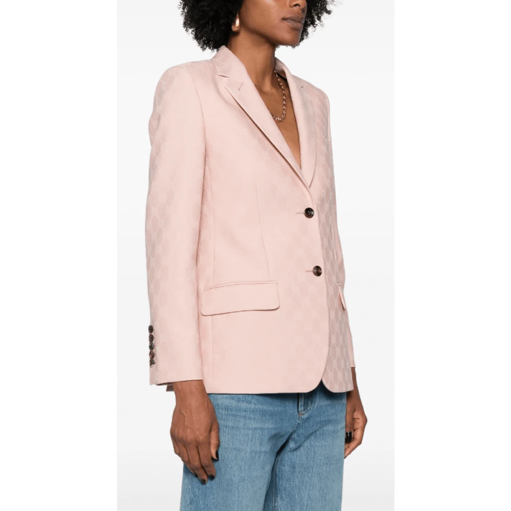 Gucci Roze wollen jacquard blazer Pink Dames
