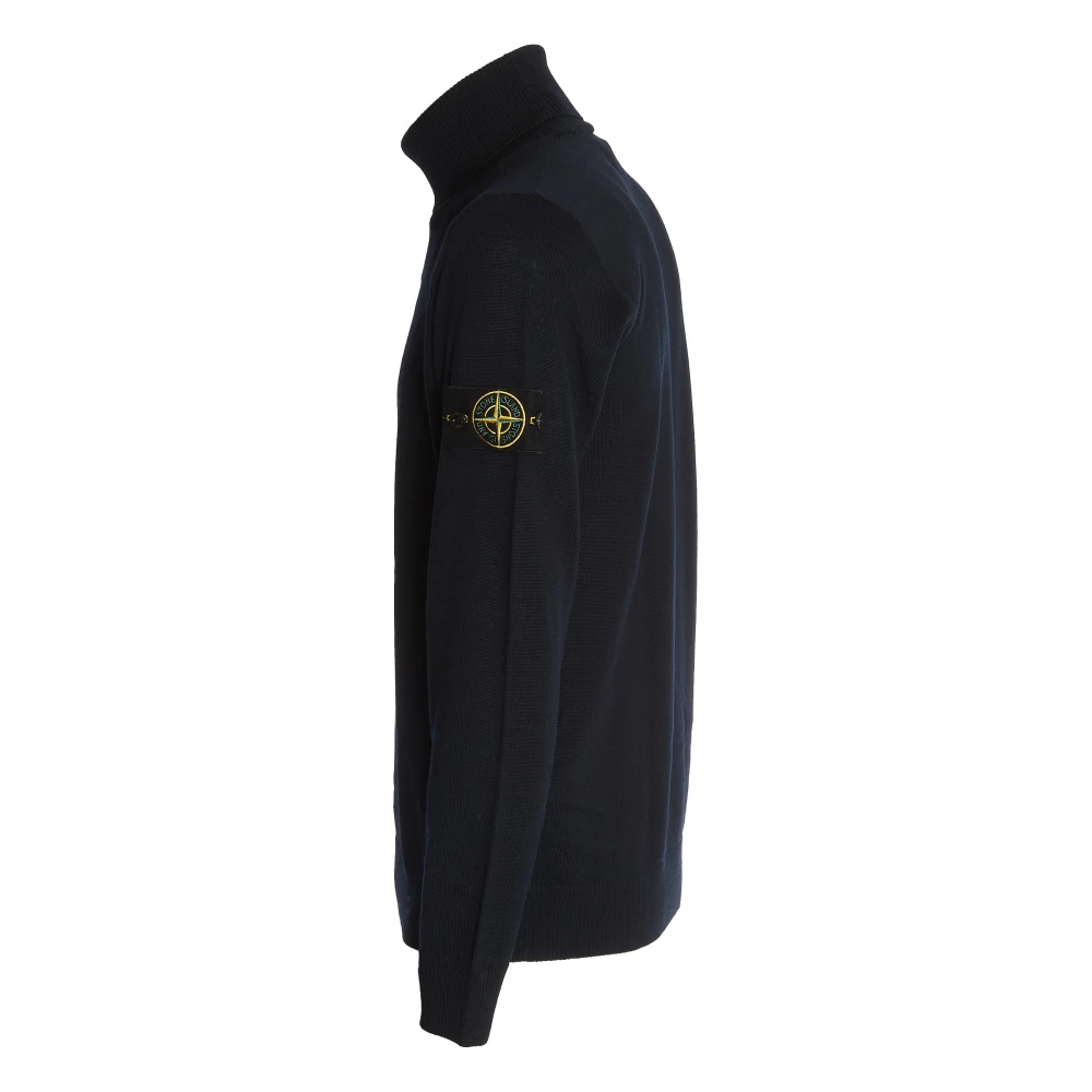 Stone Island Blauwe Turtleneck Sweater Aw24 Blue Heren