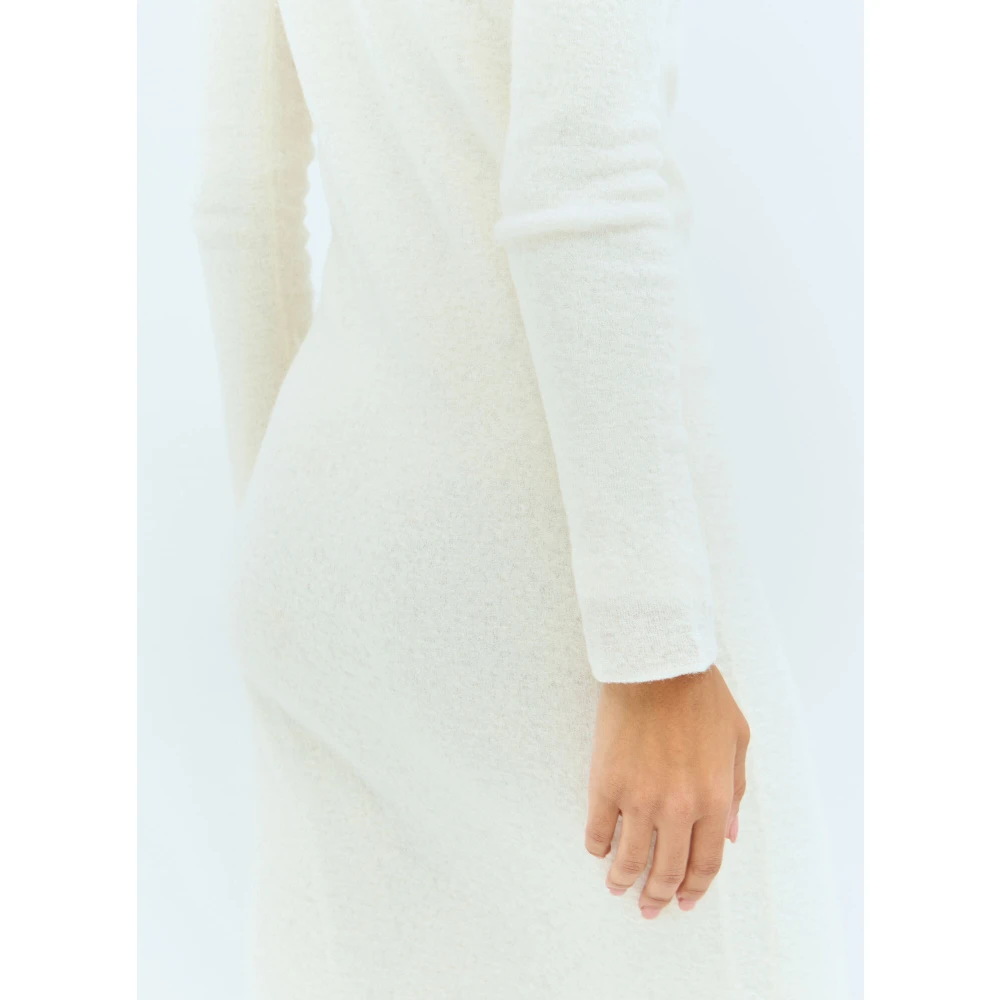 Jil Sander Wollen Gebreide Midi Jurk White Dames