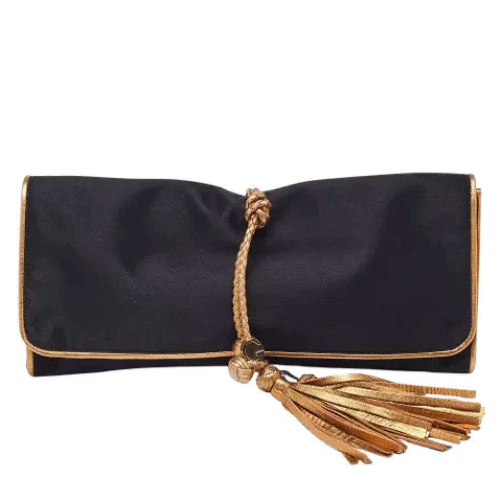 Gucci Vintage Pre-owned Satin clutches Black Dames