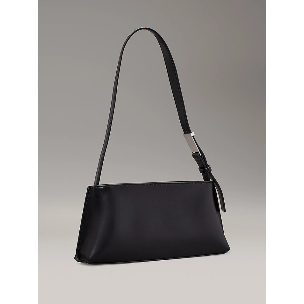 Calvin Klein Geëtste schoudertas met logo voor vrouwen Black Dames