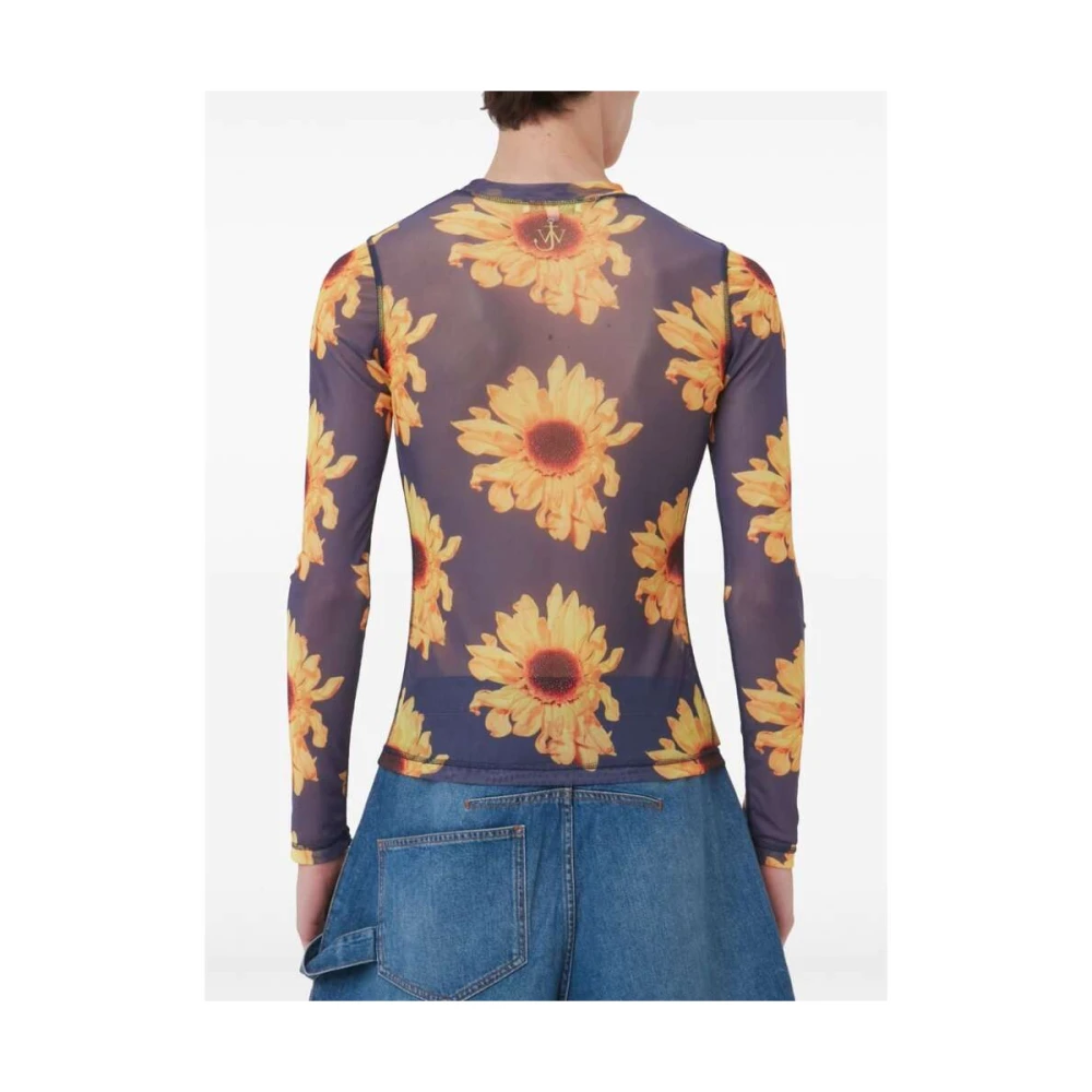 JW Anderson Navy Blue Bloemenprint Sweater Multicolor Heren