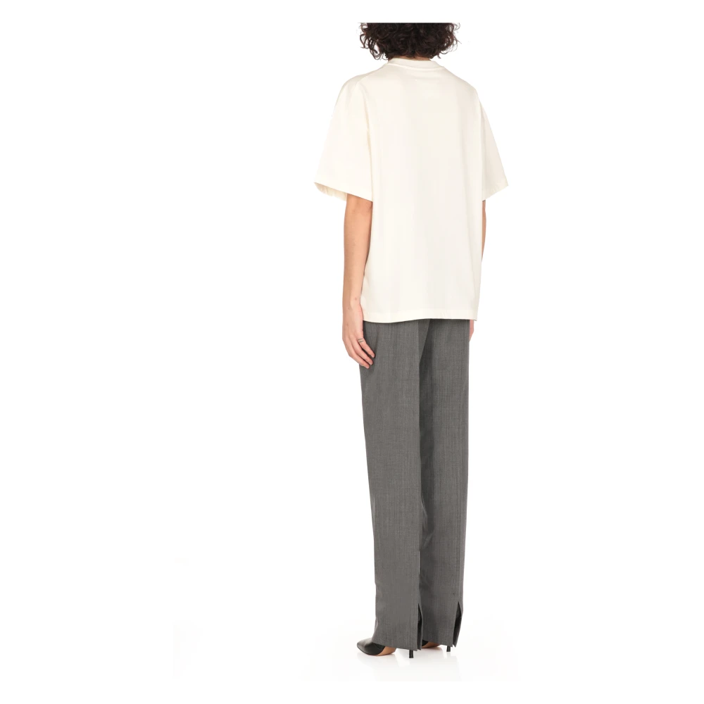 Jil Sander Witte Katoenen T-shirt Ronde Hals Korte Mouwen White Dames