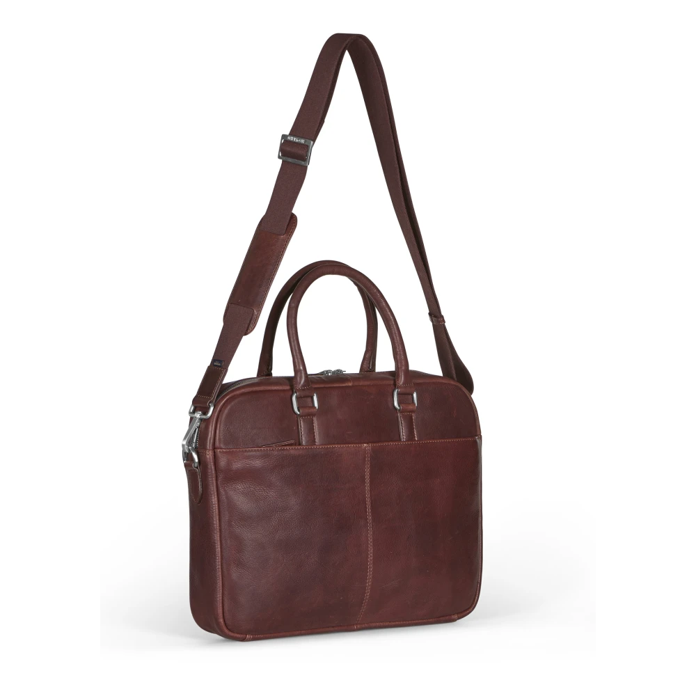 Howard London Bruine leren laptoptas voor zaken Brown Heren