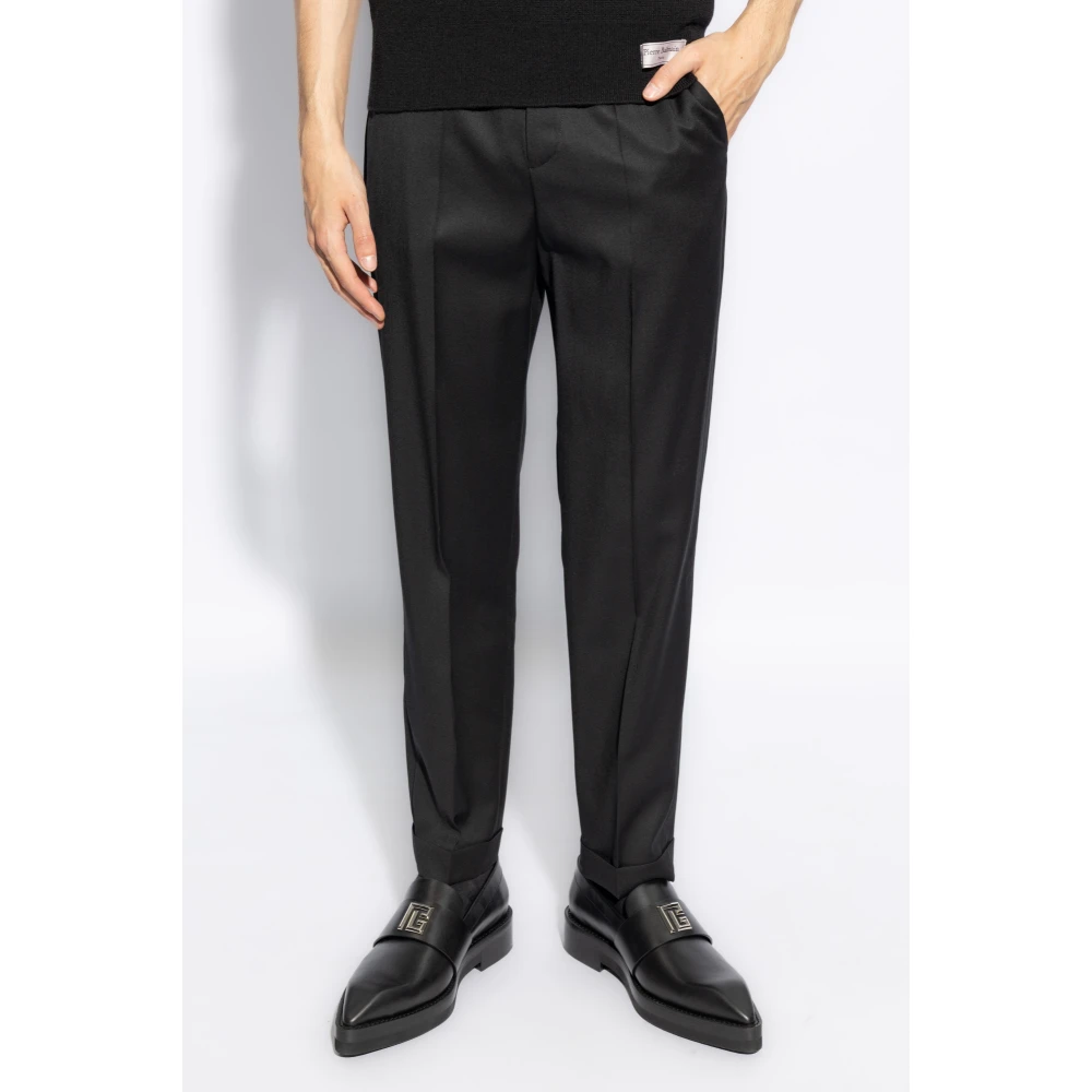 Balmain Wollen broek Black Heren
