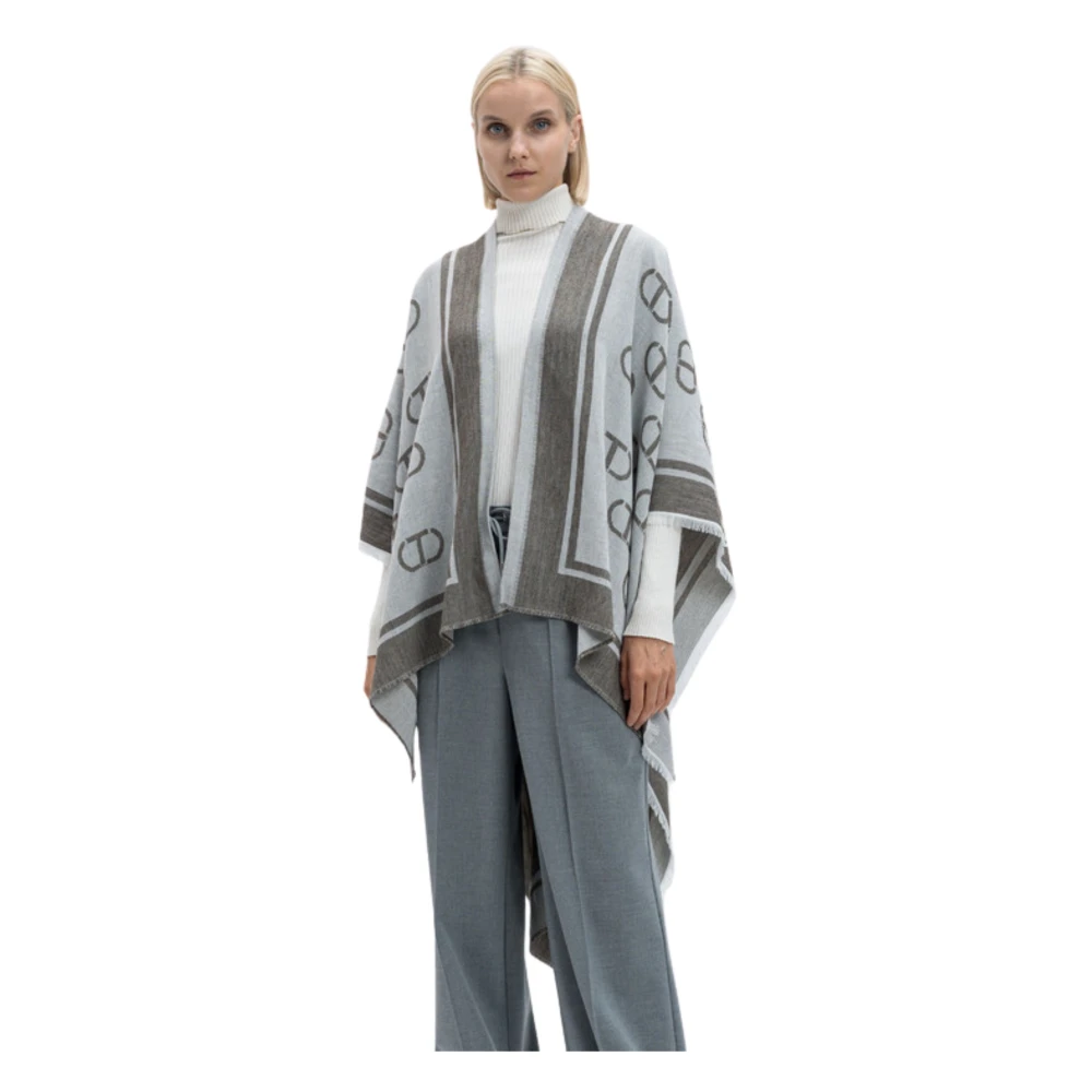 Twinset Grijze Poncho Jack met Franjes Gray Dames