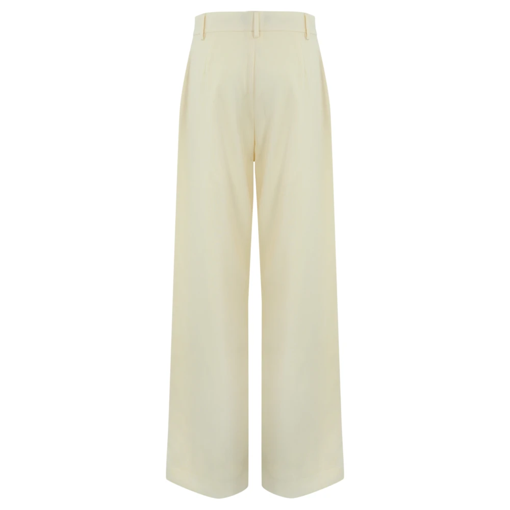 Max Mara Weekend Beige Wol Straight Leg Broek Beige Dames