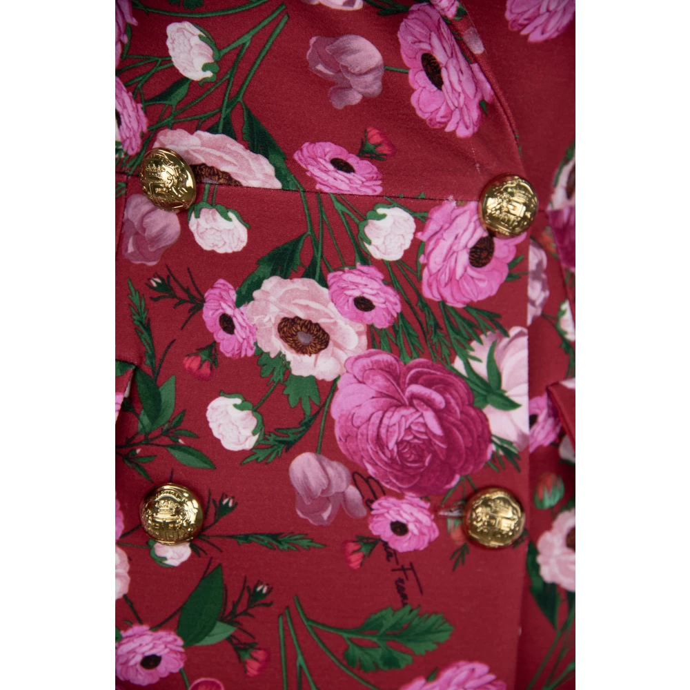 Elisabetta Franchi Bloemen V-hals jurk met gouden knopen Multicolor Dames