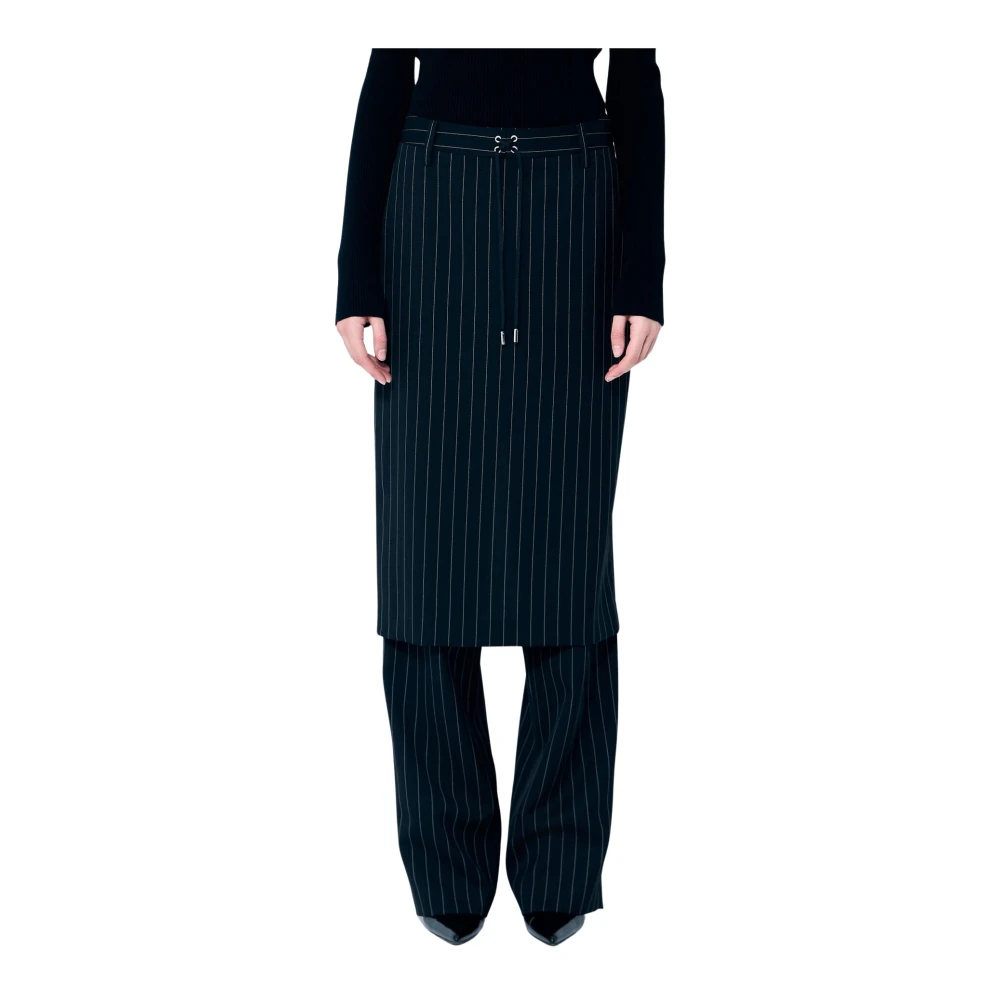Jean Paul Gaultier Gestreepte Rok Overlay Pantalons Black Dames