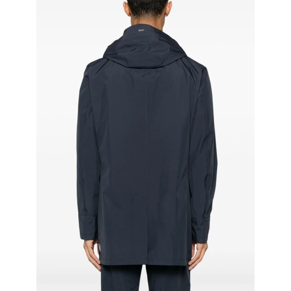Herno Blauwe Gore-Tex Jas met Afneembare Capuchon Blue Heren