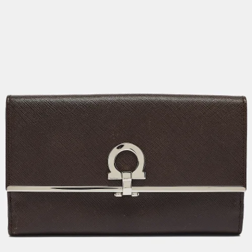 Salvatore Ferragamo Pre-owned Leather wallets Brown Dames