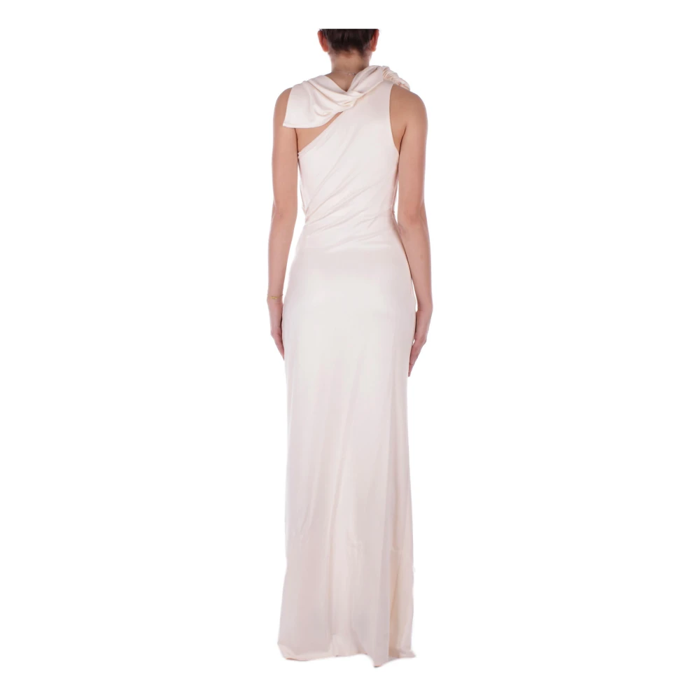 Elisabetta Franchi Rode Loper Versierde Slimme Jurk Beige Dames