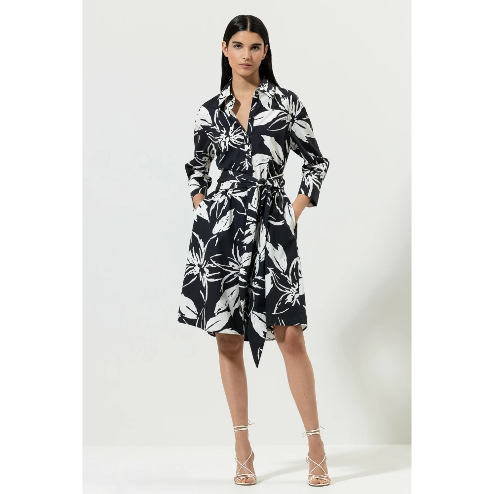 LUISA CERANO Zwart-witte bloemenjurk Multicolor Dames