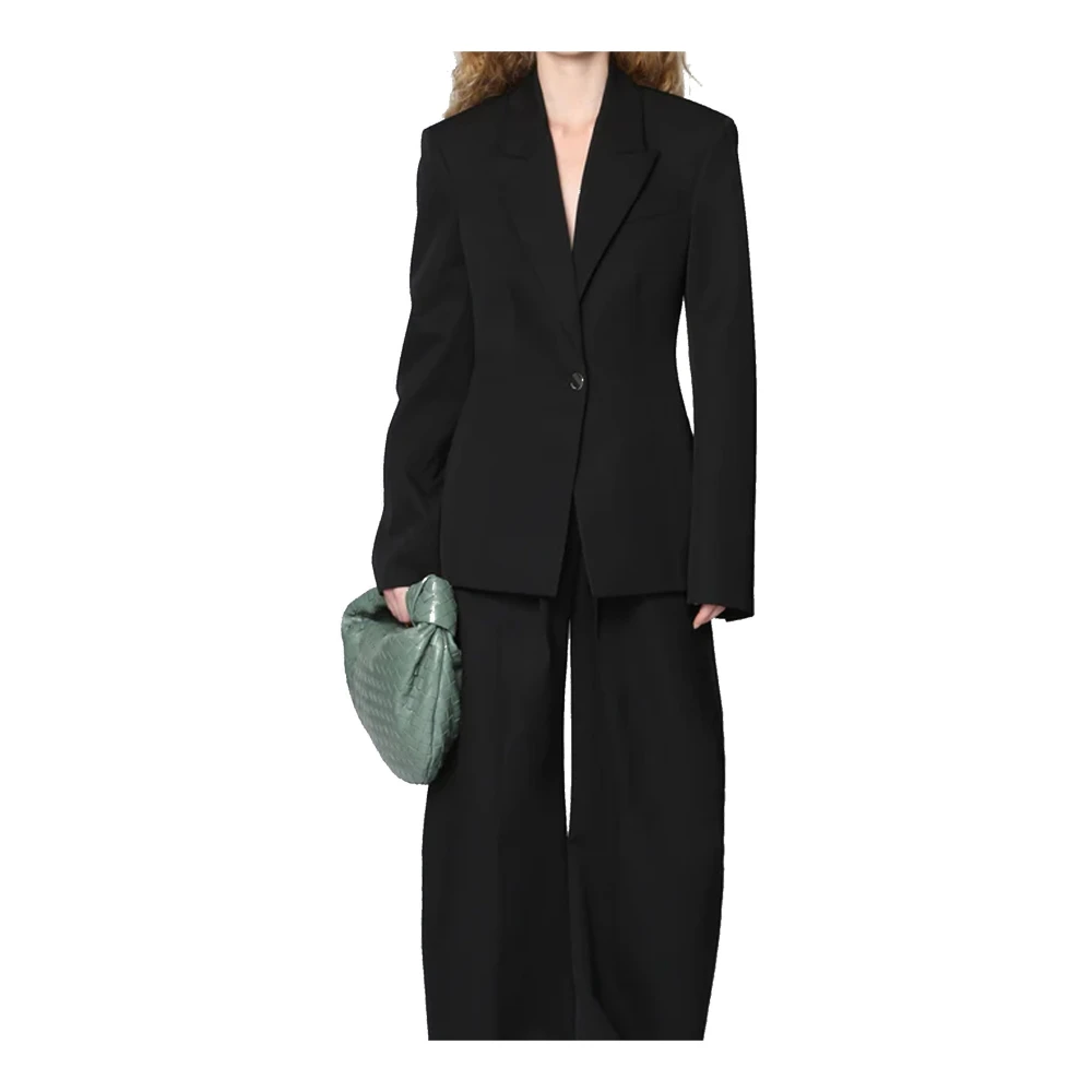 The Attico Zwarte Wollen Jas Elegant Ontwerp Black Dames