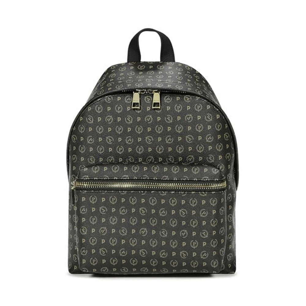 Pollini Vrouw Zwart Tassen Dames, One Size, Heritage Rugzak Met Externe Zak
