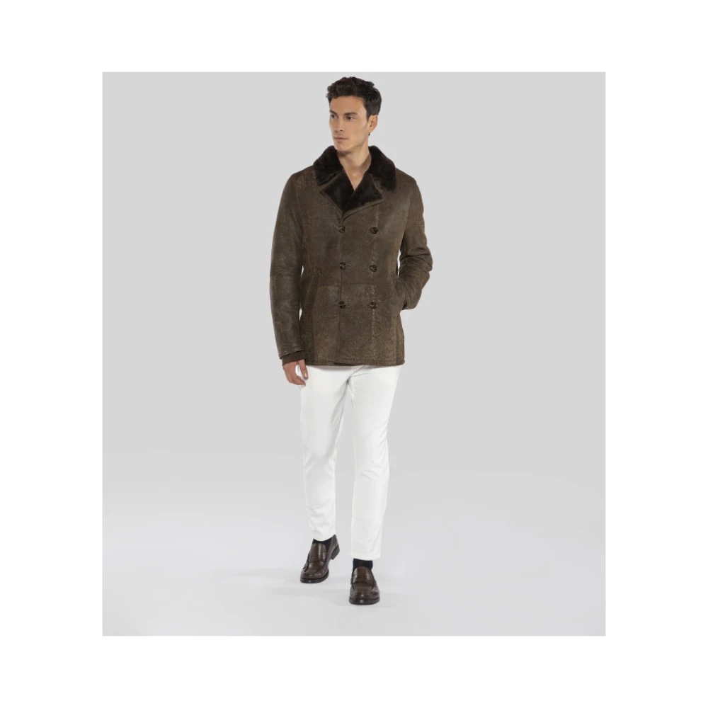 Gimo's Zachte Suède Shearling Jas Green Heren