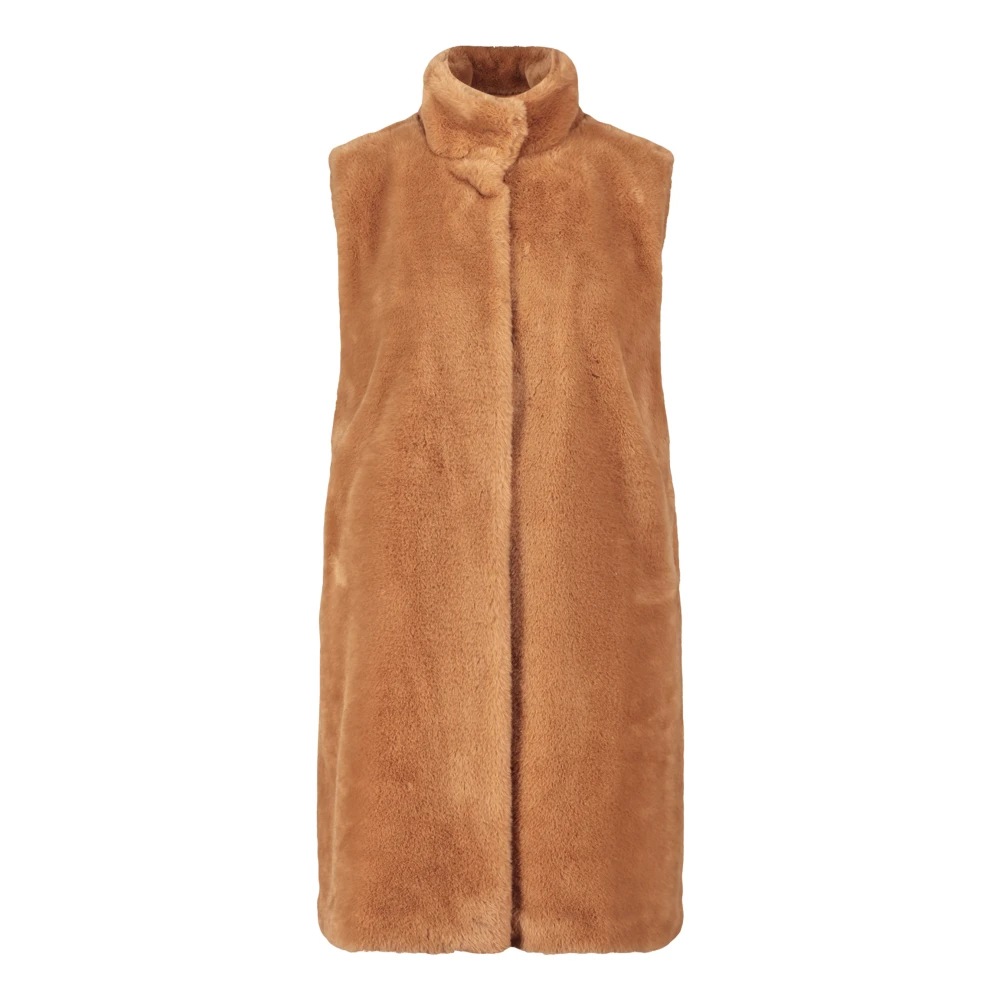 Betty Barclay Pluizige Casual Jas met Opstaande Kraag Brown Dames