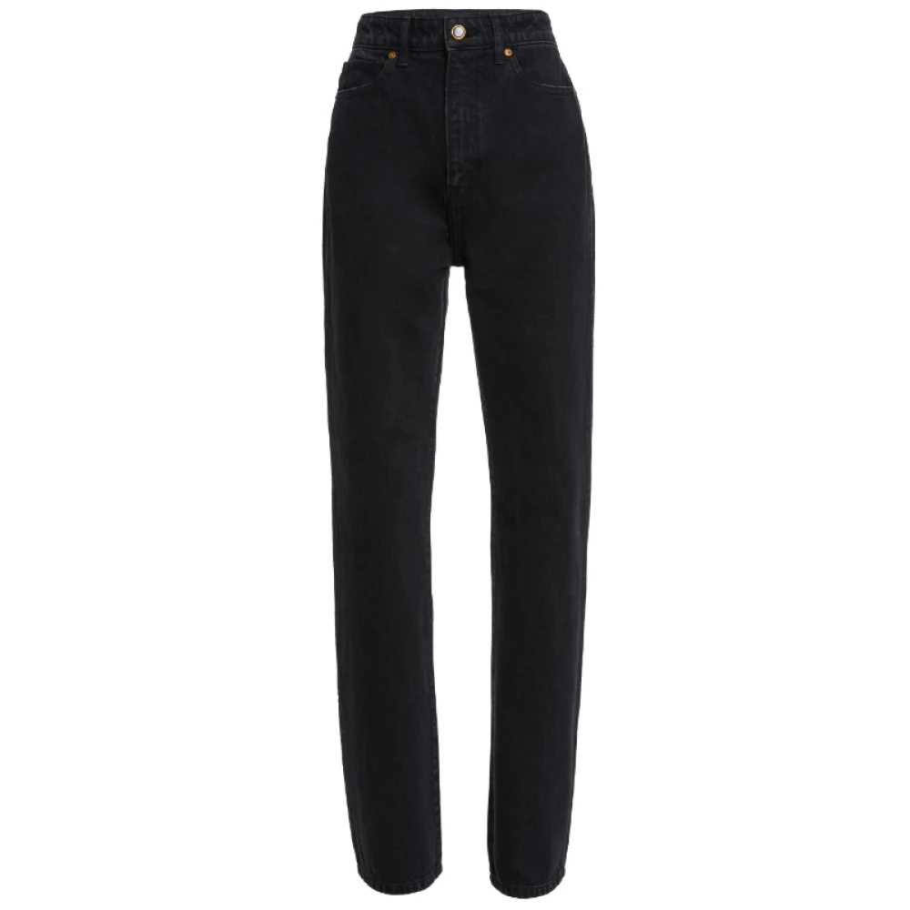 Khaite Zwarte High-Waisted Straight-Leg Jeans Black Dames