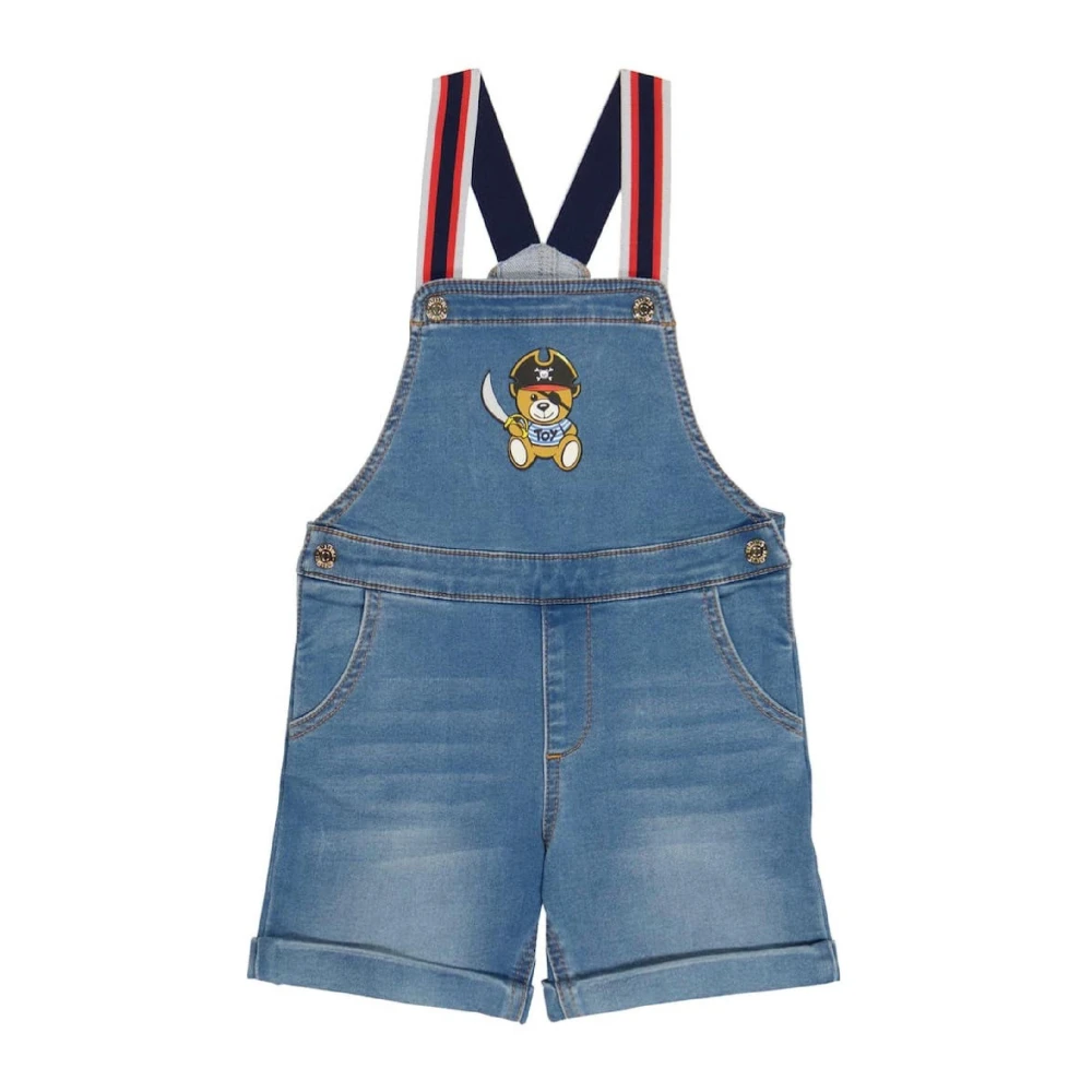 Moschino Teddy Bear Patch Denim Overalls Blue, Unisex