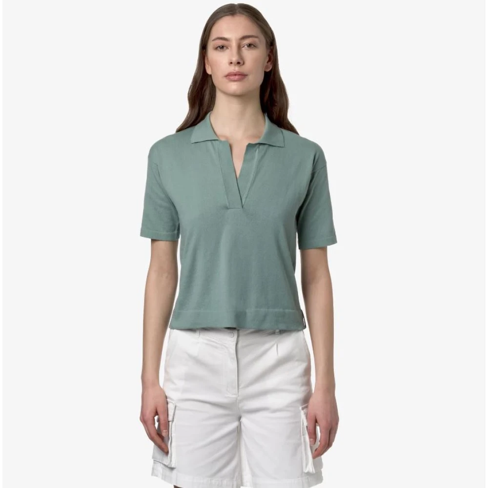 K-way Groene Polo Shirt Korte Mouwen Green Dames