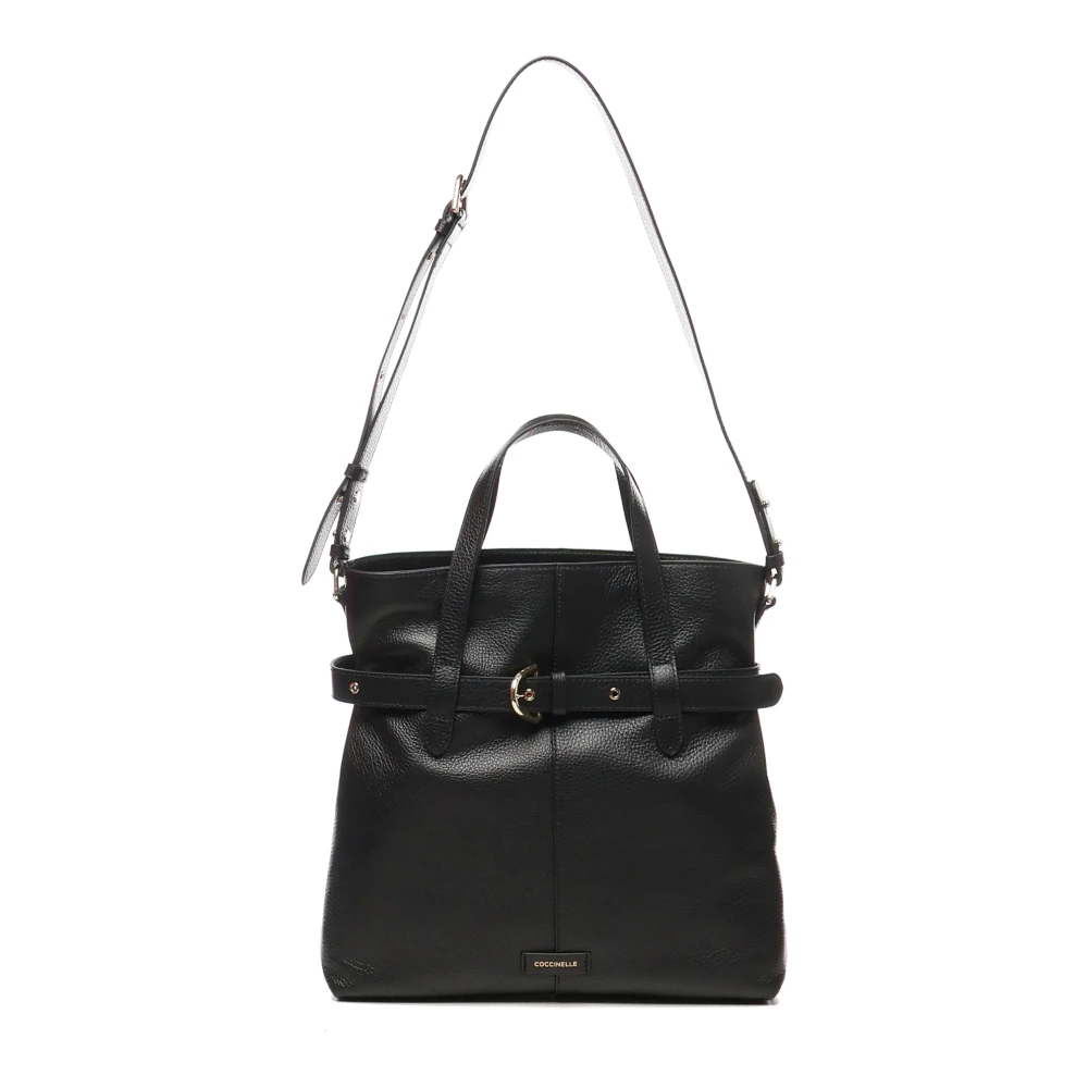 Coccinelle Zwarte Bucket Bag met Decoratieve Riem Black Dames