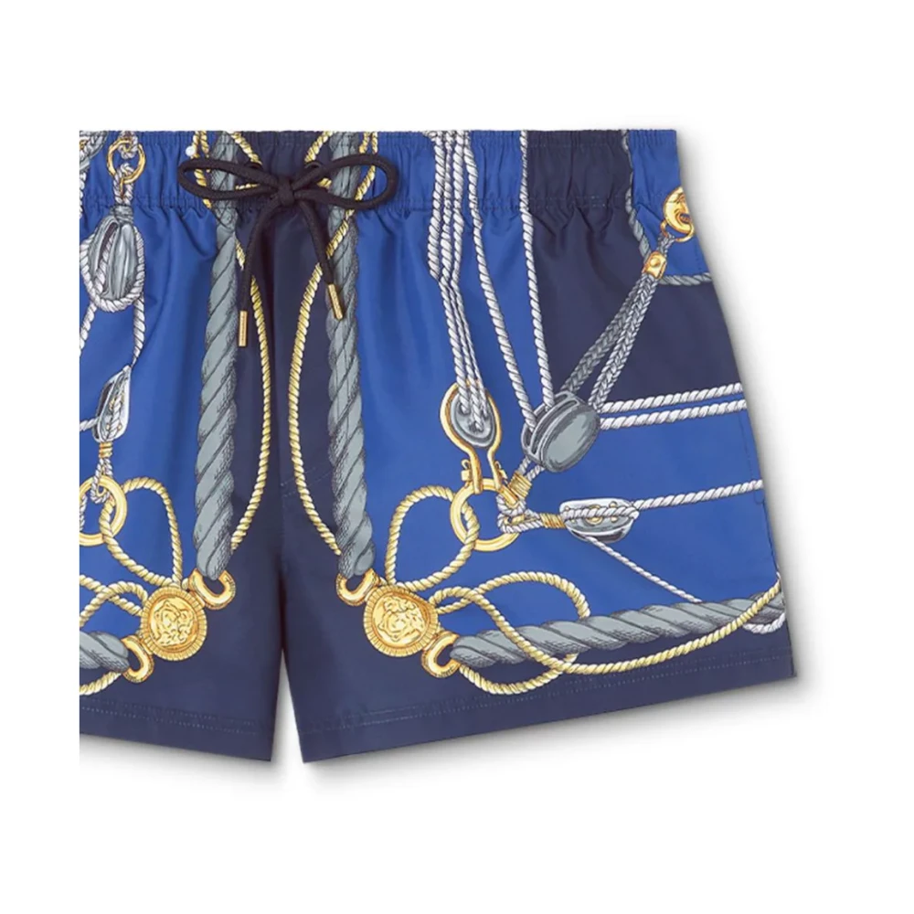Versace Blauwe Nautische Print Shorts Blue Heren
