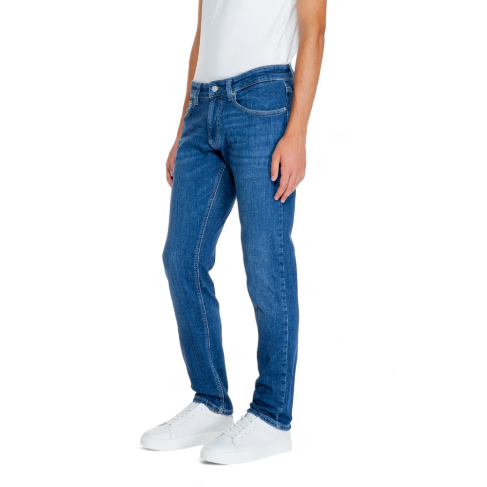 Tommy Hilfiger Blauwe Effen Heren Jeans Rits Knoop Blue Heren