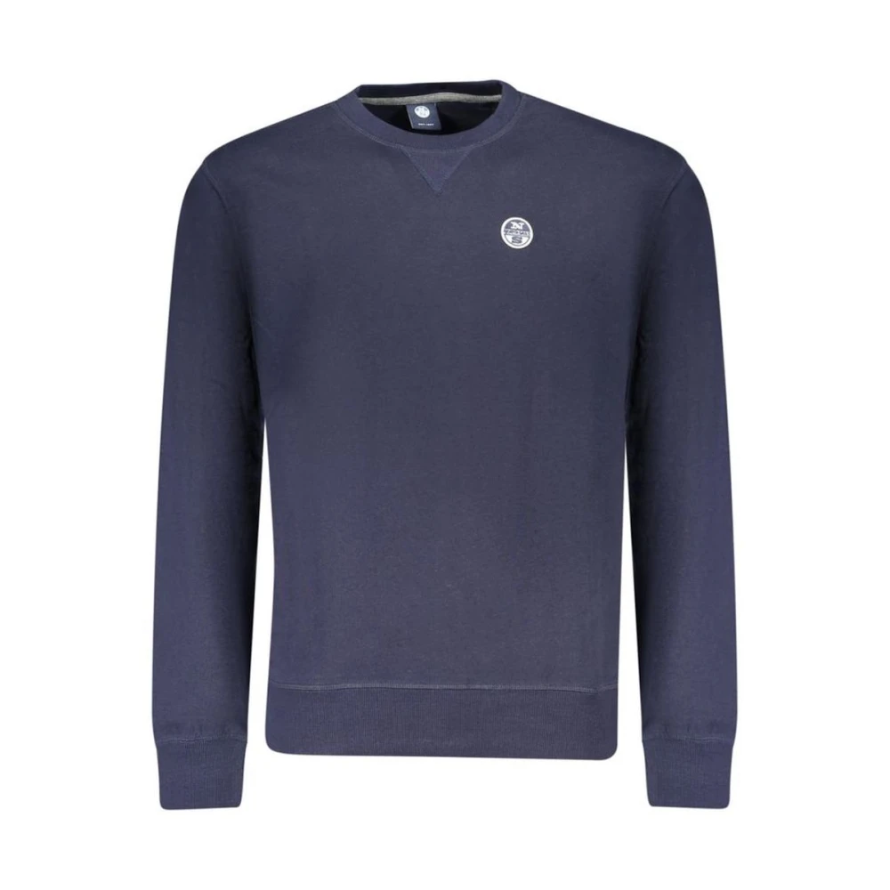 North Sails Cotton Sweatshirt With Ribbed Cuffs - Male - Sweatshirts - Blue - S - Sweatshirts & Hoodies