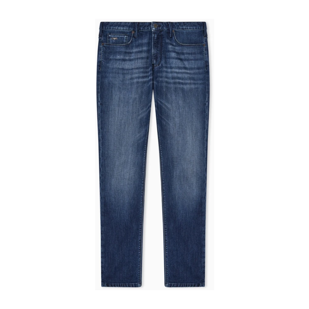 Emporio Armani Mannelijk Blauw Jeans Heren, W30, Katoen, Straight Jeans