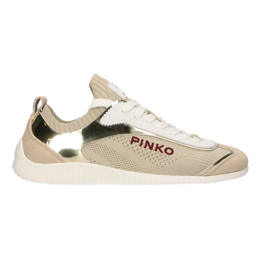 Pinko Gebreide Low-Top Sneakers met Spiegelende Inzetstukken Dames Schoenen Veelkleurig Multicolor