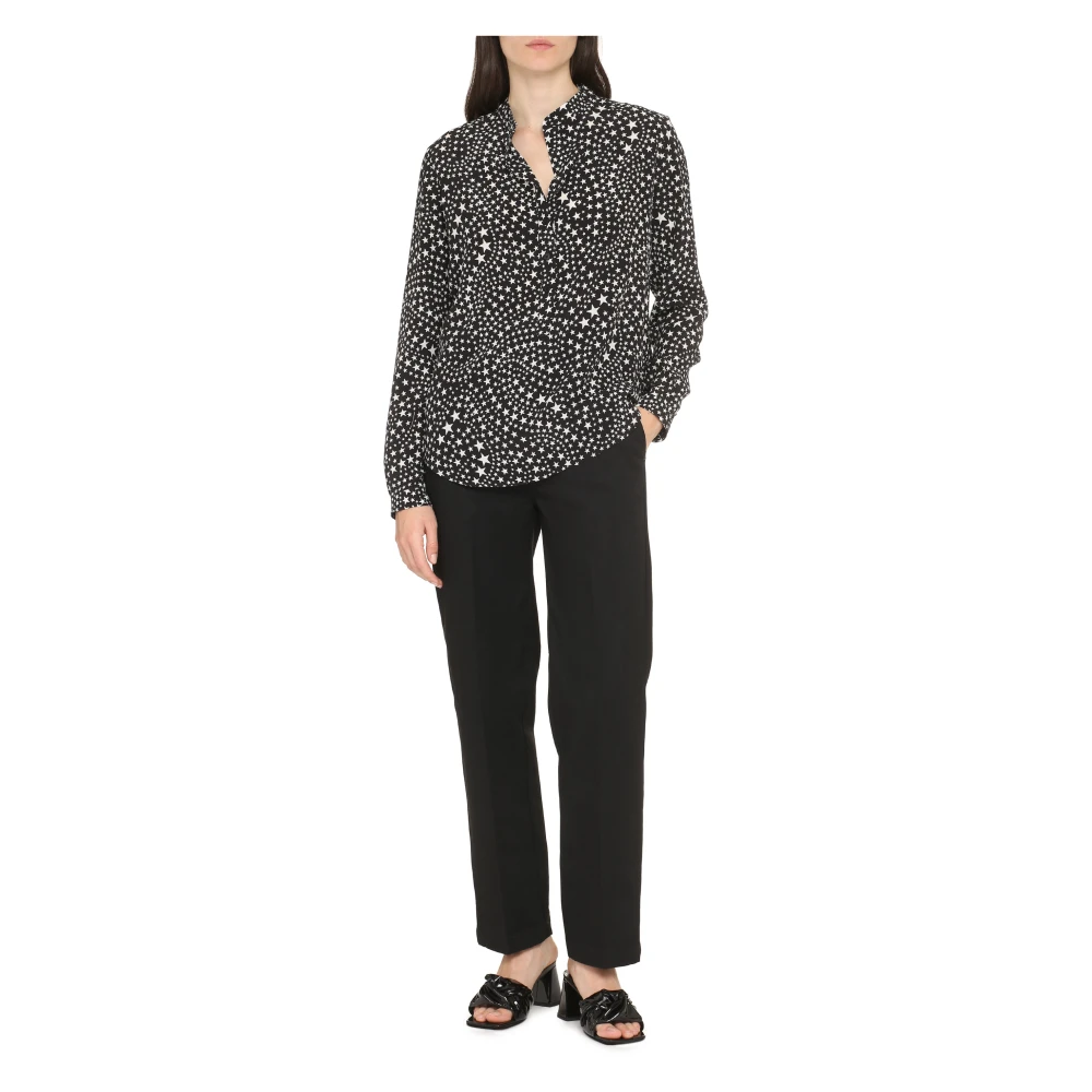 Stella Mccartney Zijden shirt met mandarijnkraag Black Dames