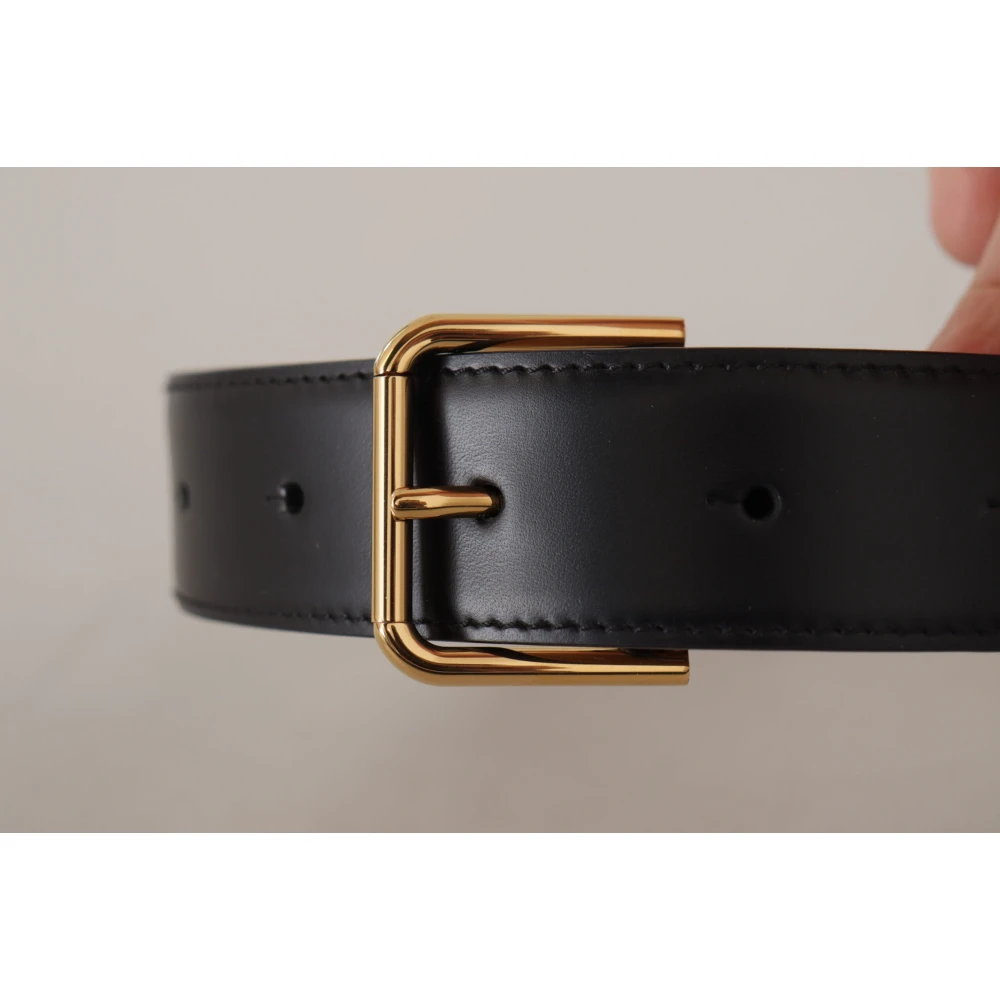 Dolce & Gabbana Zwart Leren Goudkleurige Taille Riem Black Dames