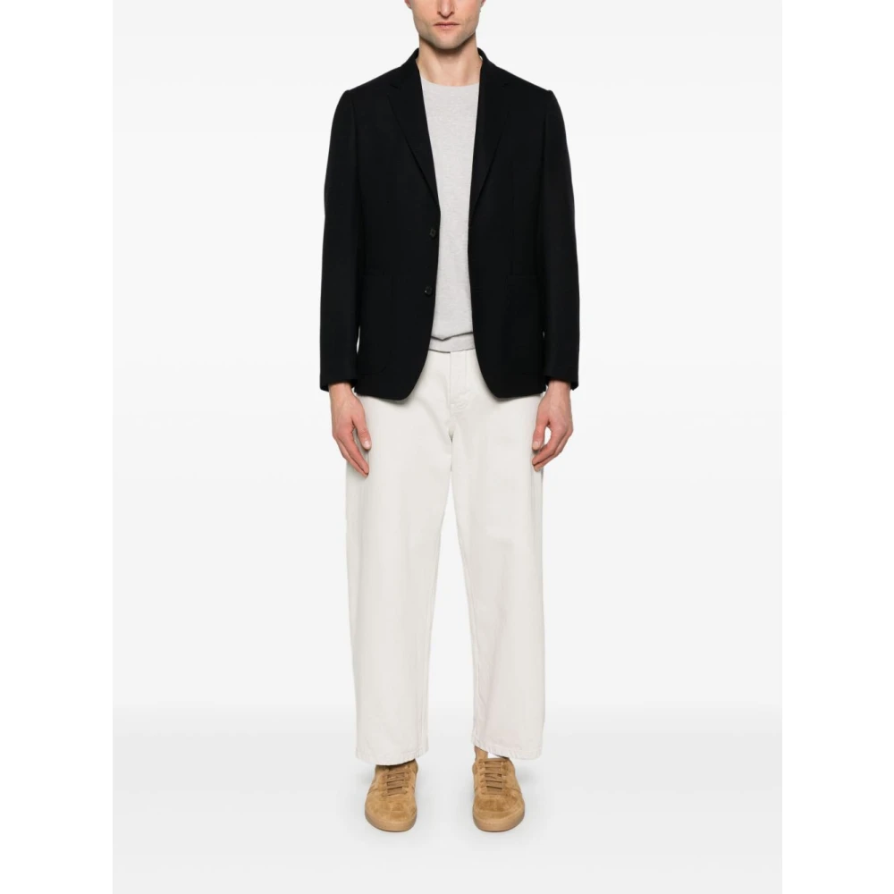 Ermenegildo Zegna Navy Blauw Voorste Knoopjas Black Heren