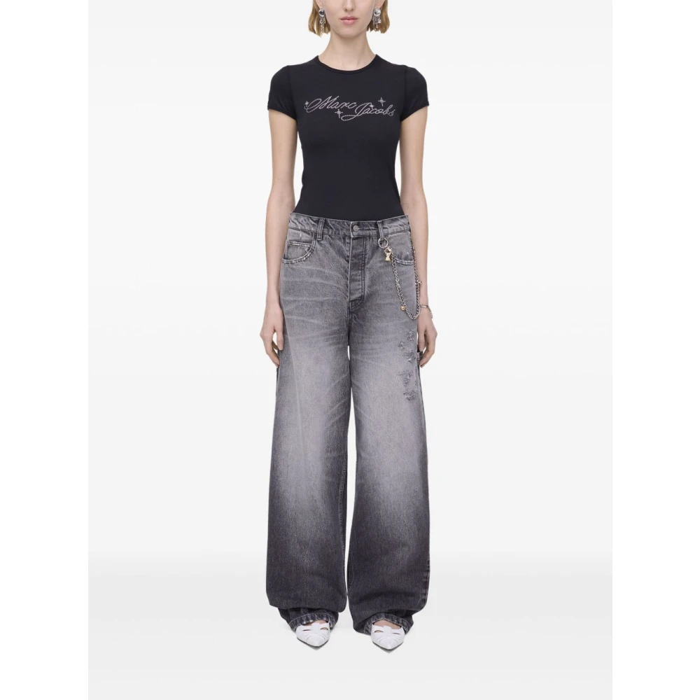 Marc Jacobs Zwarte Gewassen Oversize Denim Jeans Black Dames
