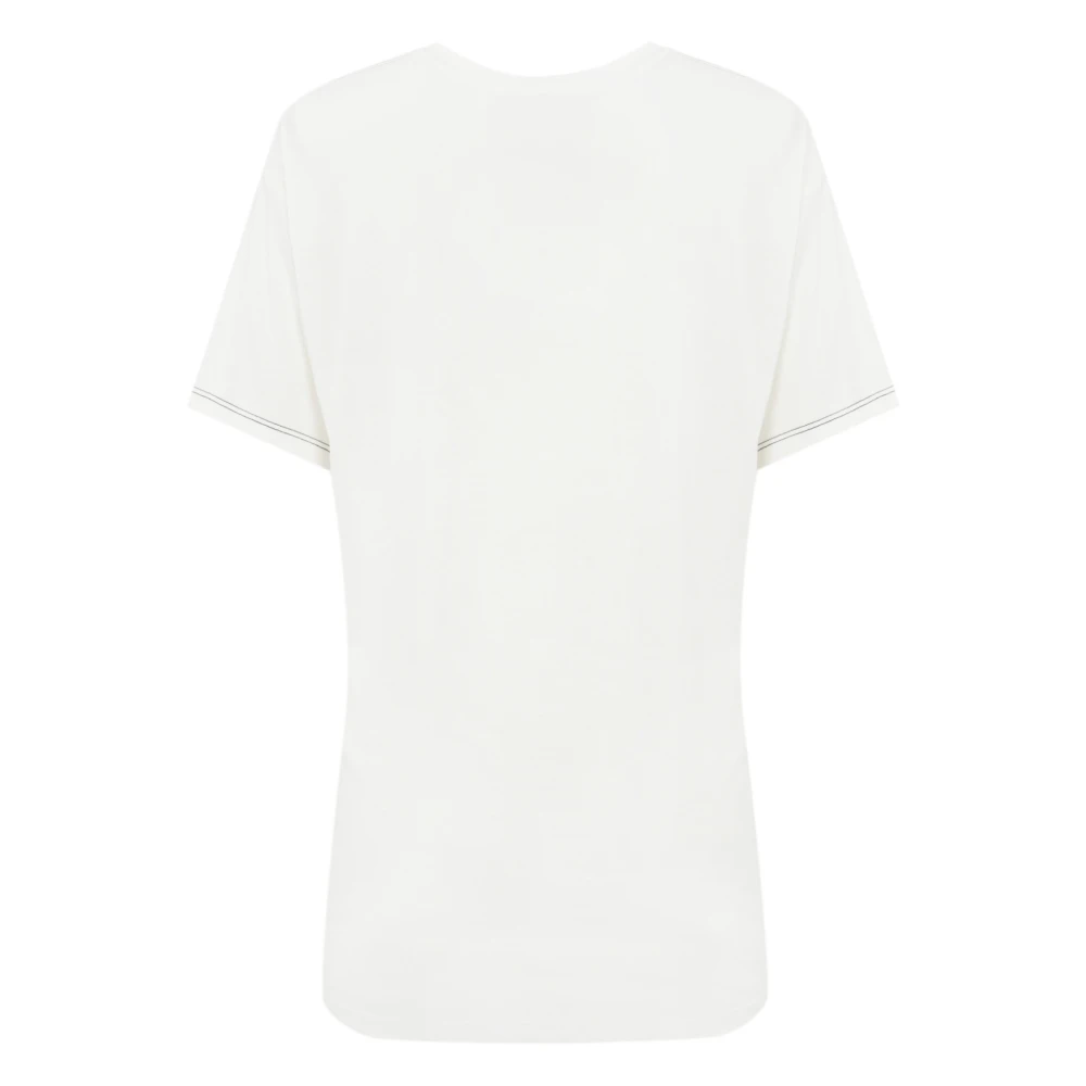 Elisabetta Franchi Katoenen Jersey T-shirt met Letterprint White Dames