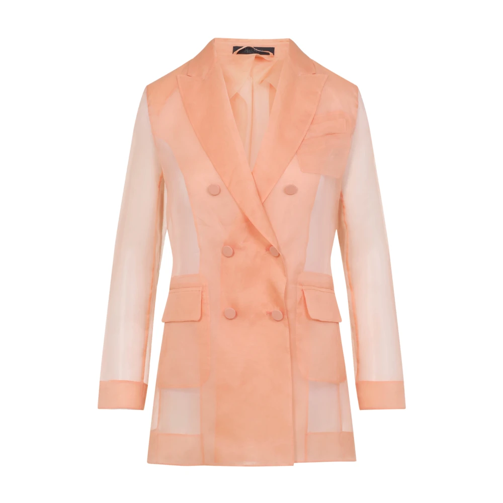 Max Mara Women's Pink Sheer Organza Jacket - Blazers - L - Jackets