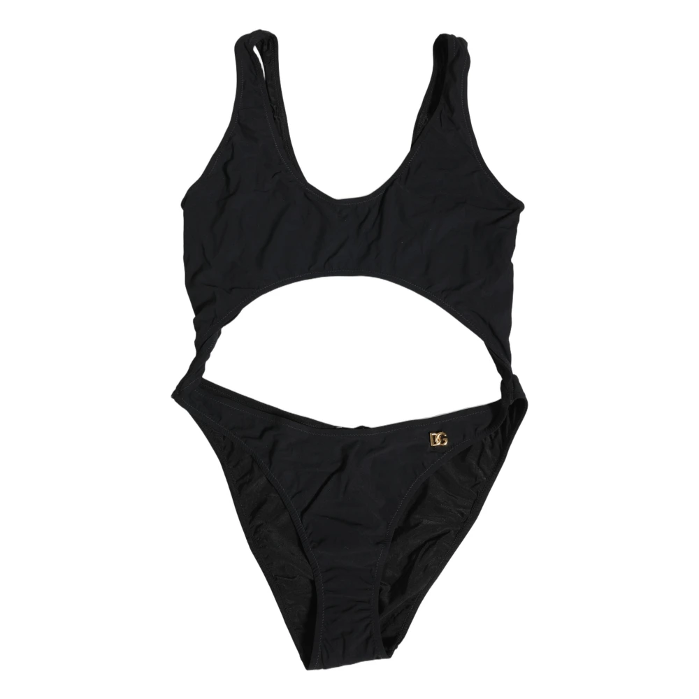 Dolce & Gabbana Black Swimsuits, Female, L, Cutout Logo One-Piece Swimsuit
